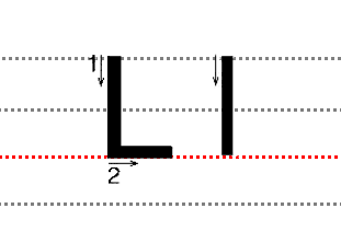 Ll的書寫筆順